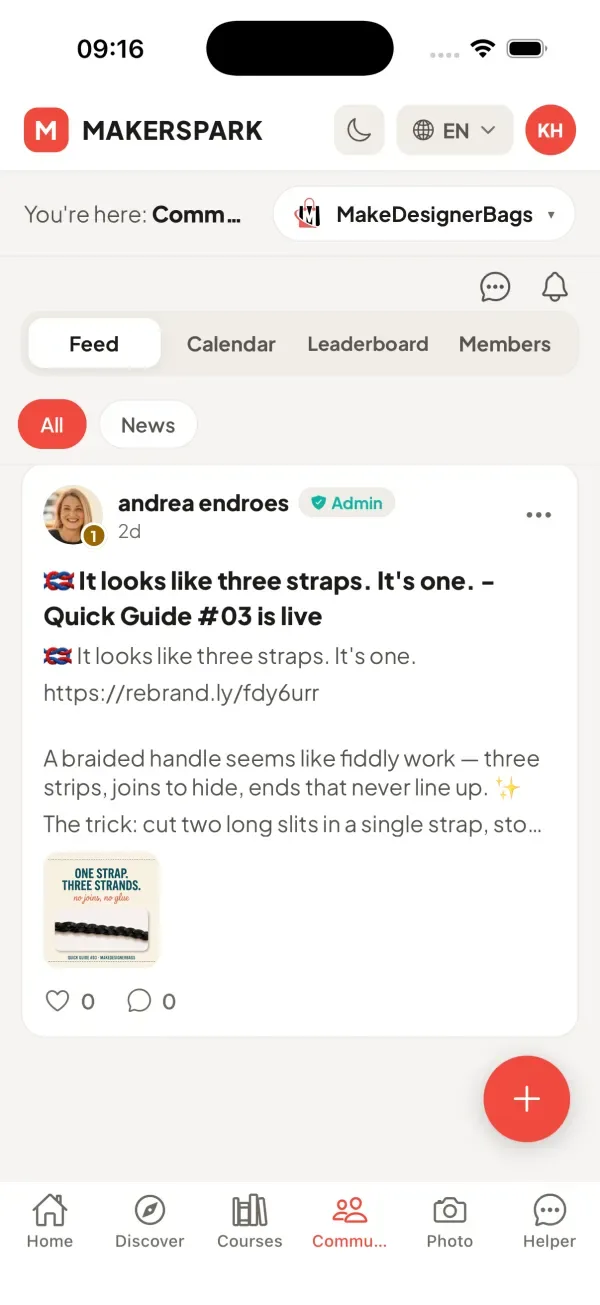 The MakerSpark community feed
